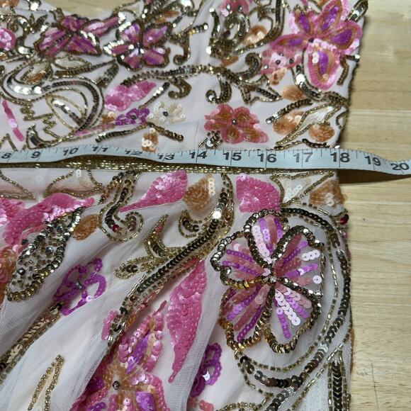 Mac Duggal NWT Embellished V-neck Floral Sequined Maxi Evening Gown Size 16 - Picture 8 of 9